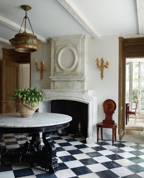 Classic Black and White Marble Floor Design